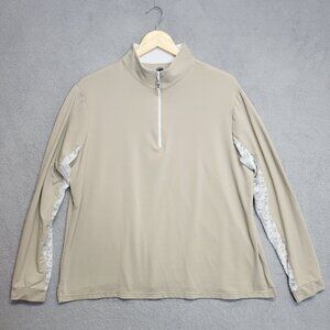 EIS Cool Shirt Wome's 2X 1/4 Zip Tan/Nude Equestrian Lace Under Long Sleeve